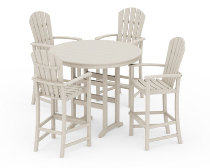 POLYWOOD Palm Coast 5-Piece Round Farmhouse Bar Set in Sand
