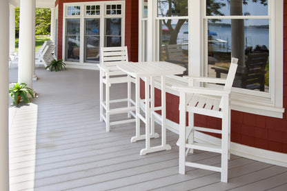 POLYWOOD Captain Bar Chair in White in an outdoor setting
