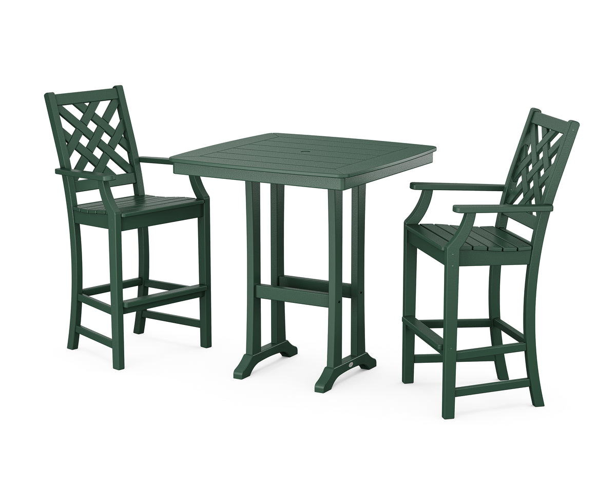 POLYWOOD Country Living Wovendale 3-Piece Bar Set in Green