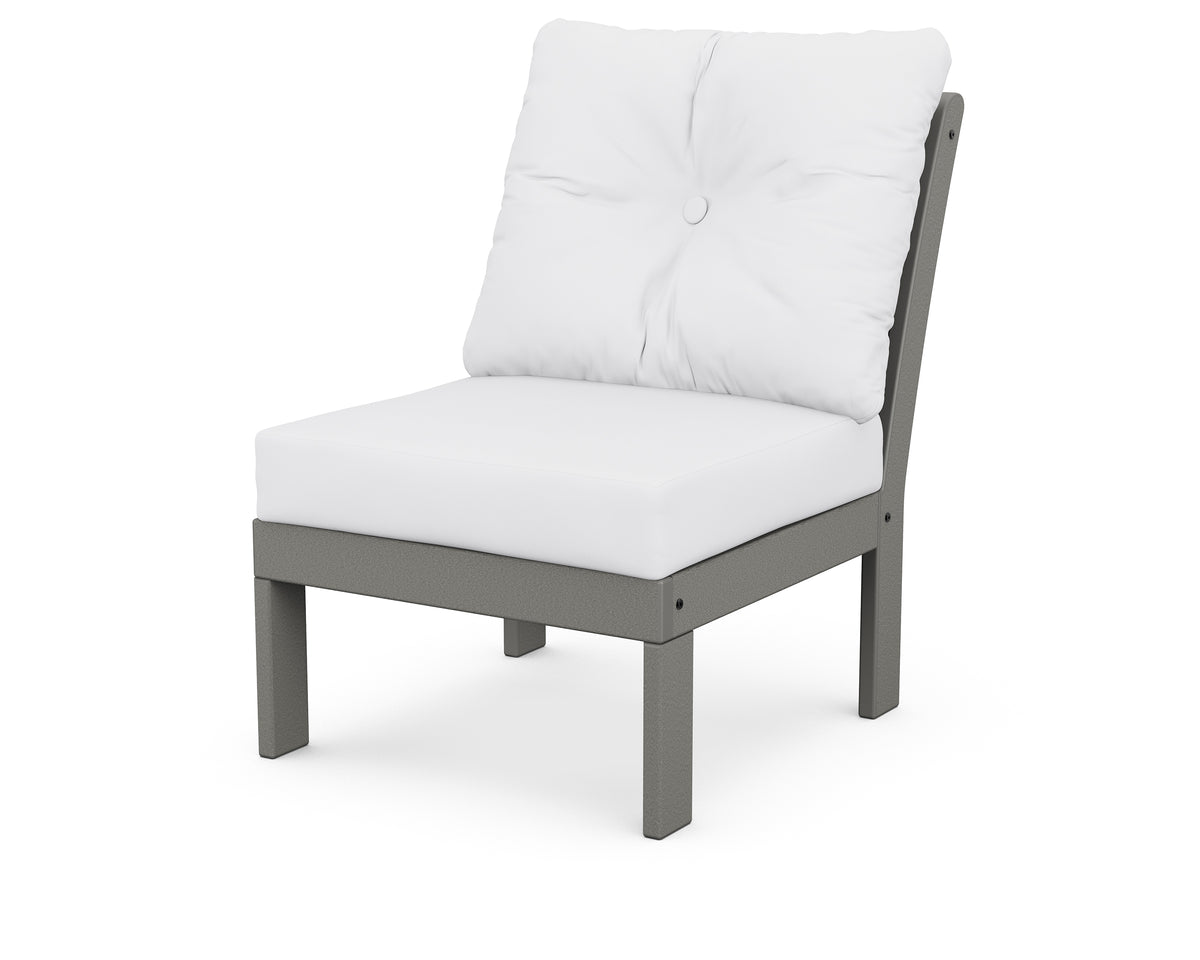 POLYWOOD Vineyard Modular Armless Chair in Slate Grey / Natural