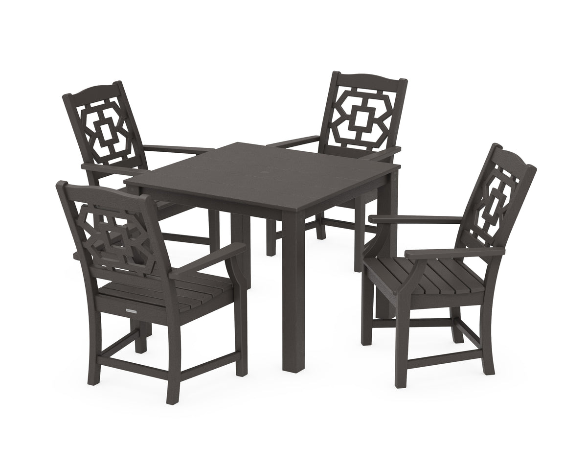 POLYWOOD Chinoiserie 5-Piece Parsons Dining Set in Vintage Coffee