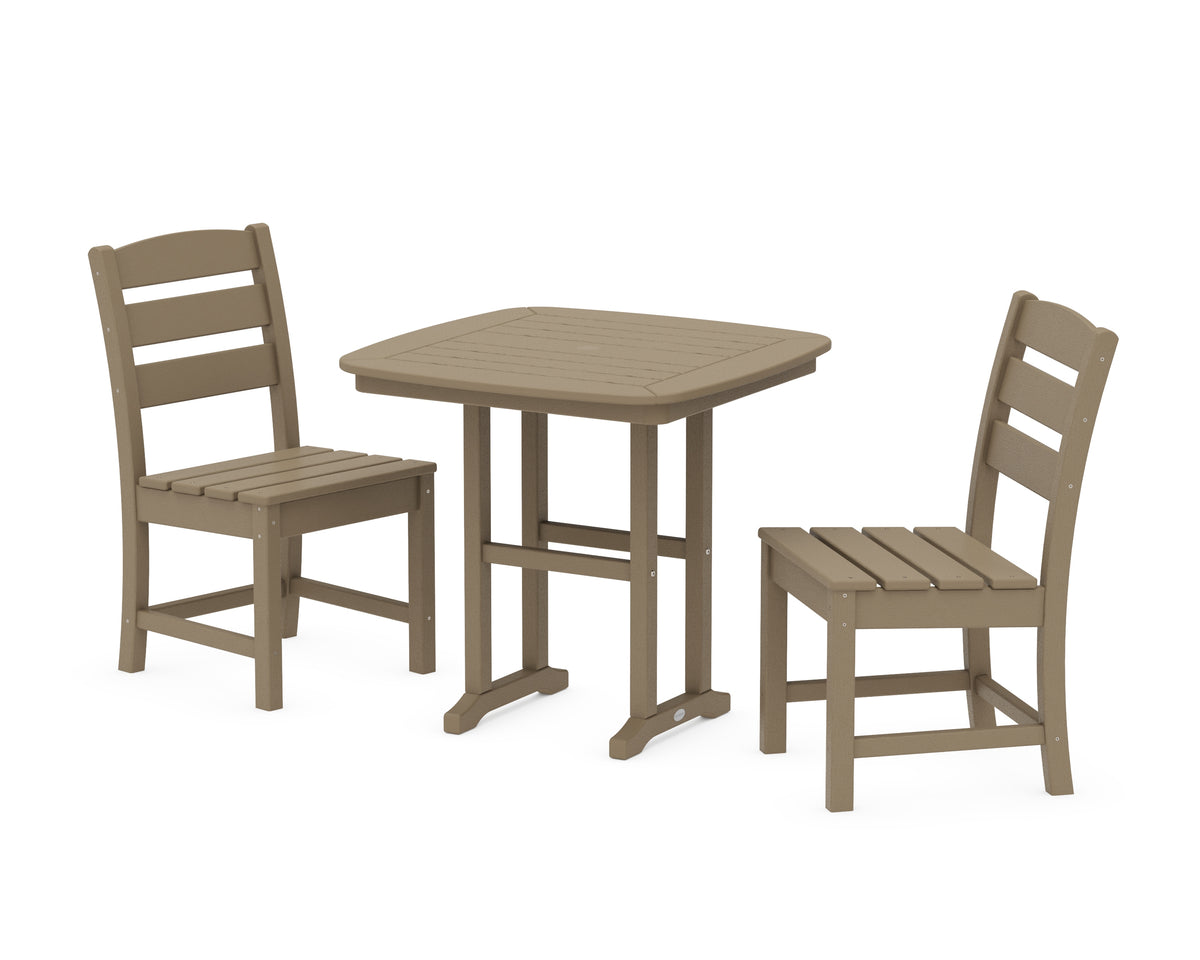 POLYWOOD Lakeside Side Chair 3-Piece Dining Set in Vintage Sahara