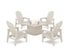 POLYWOOD 5-Piece Vineyard Grand Upright Adirondack Conversation Set with Fire Pit Table in Sand