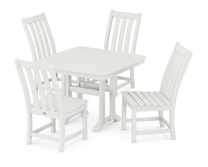 POLYWOOD Vineyard Side Chair 5-Piece Dining Set with Trestle Legs - 37" Table in Vintage White