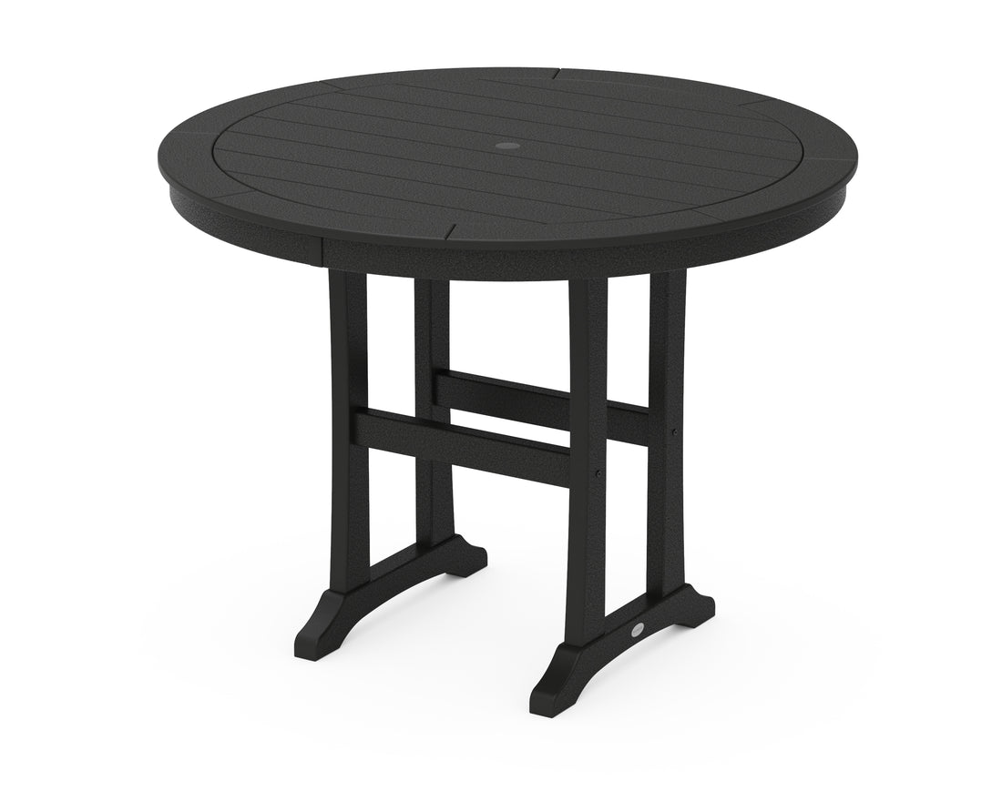 POLYWOOD Nautical Trestle 48" Round Counter Table in Black