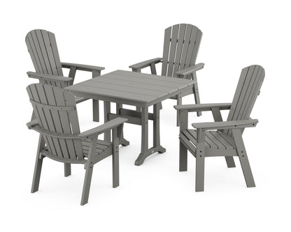 POLYWOOD Nautical Adirondack 5-Piece Farmhouse Dining Set with Trestle Legs - 37" Table in Slate Grey