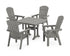POLYWOOD Nautical Adirondack 5-Piece Farmhouse Dining Set with Trestle Legs - 37" Table in Slate Grey
