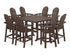 POLYWOOD Vineyard Curveback Adirondack 9-Piece Trestle Bar Set in Mahogany
