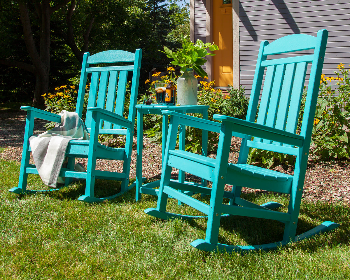 POLYWOOD Presidential Rocker 3-Piece Set in an outdoor setting