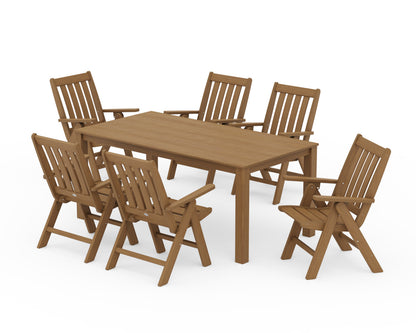 POLYWOOD Vineyard Folding Chair 7-Piece Parsons Dining Set in Natural