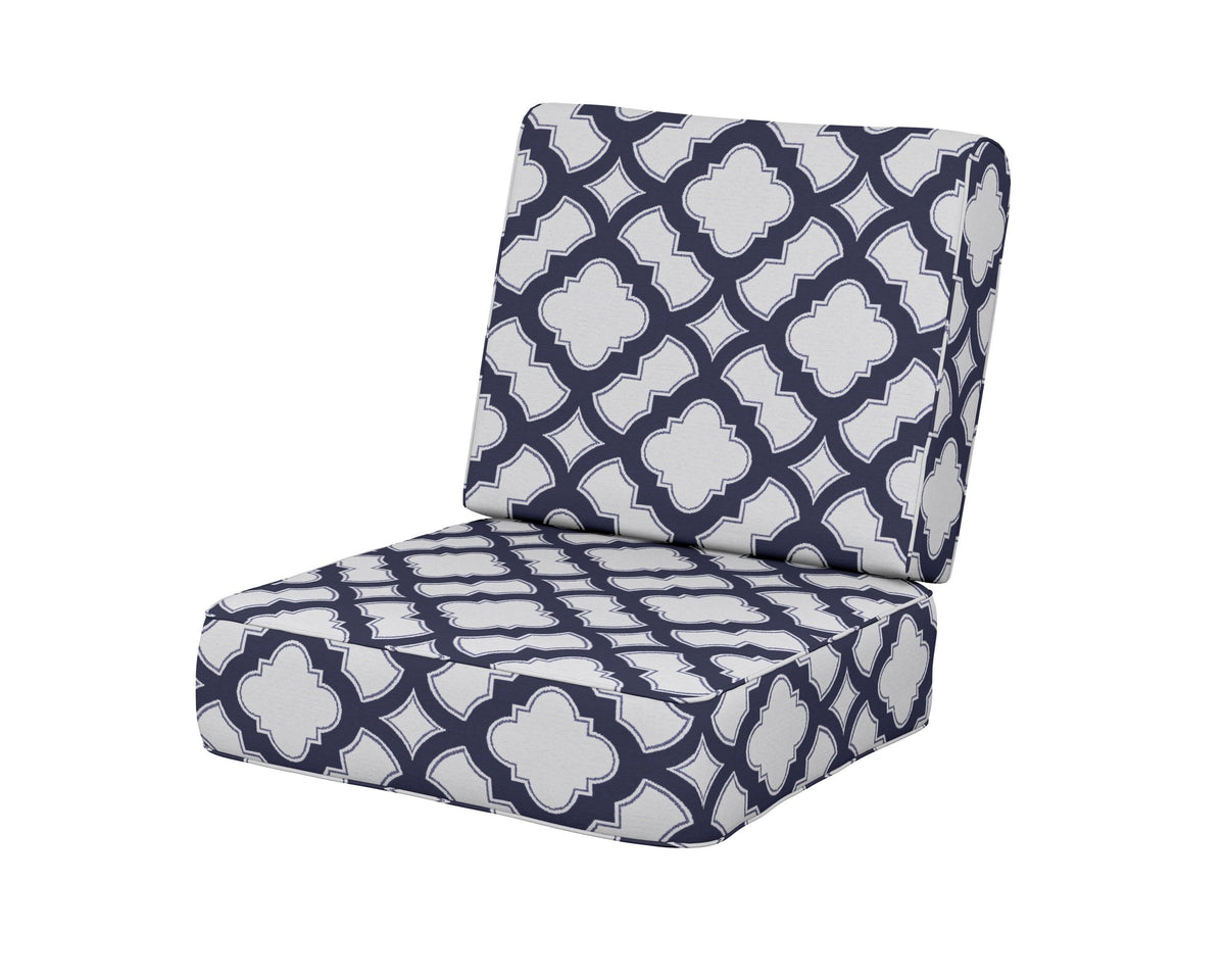 POLYWOOD Ateeva Harbour Seat and Back Cushion in Trellis Navy