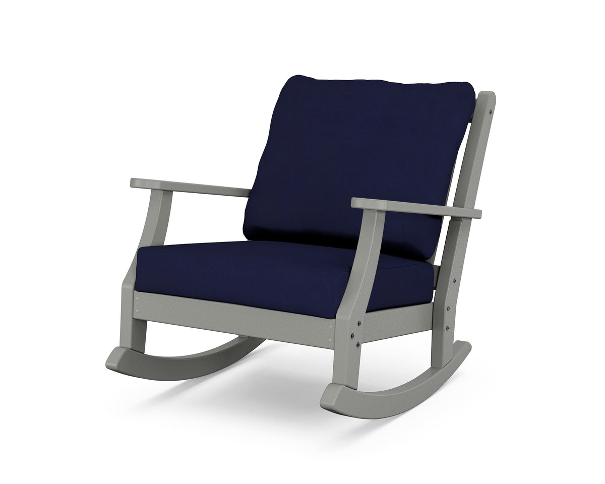 POLYWOOD Wovendale Deep Seating Rocking Chair in Slate Grey / Navy