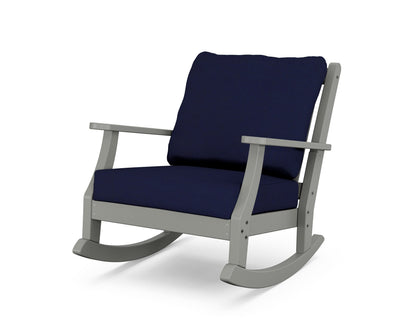 POLYWOOD Wovendale Deep Seating Rocking Chair in Slate Grey / Navy