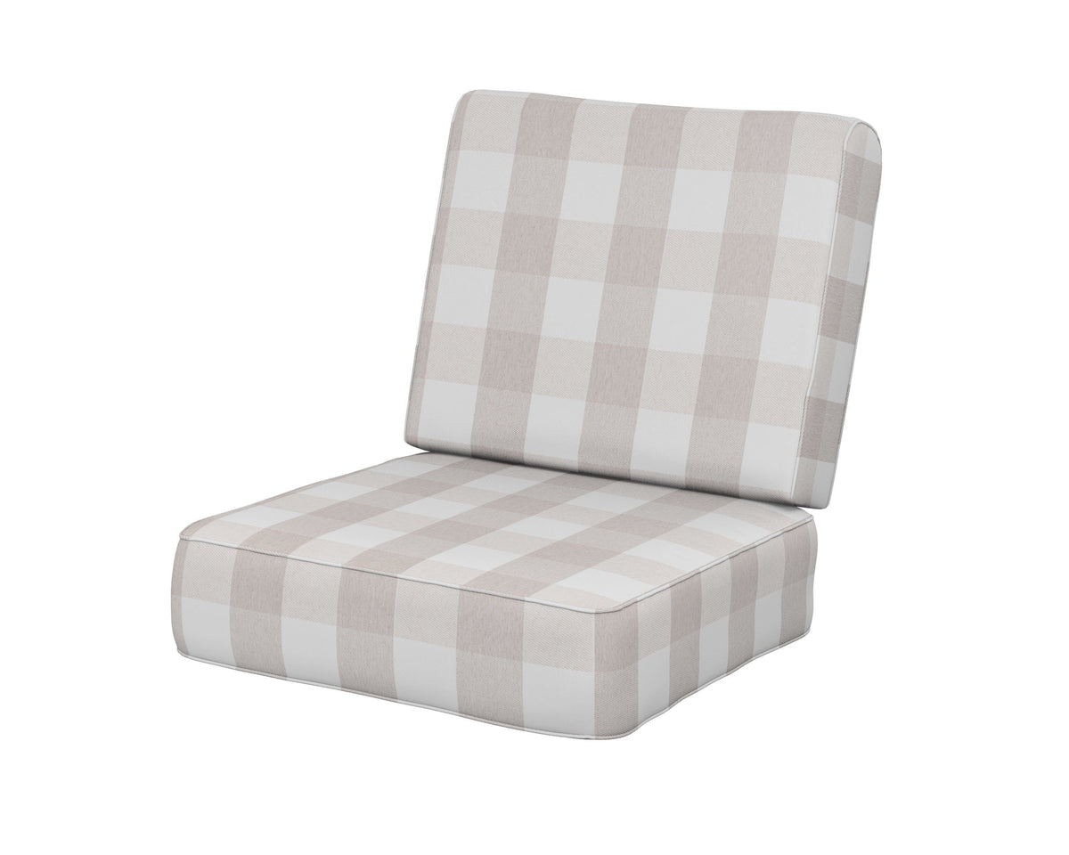 POLYWOOD Ateeva Harbour Seat and Back Cushion in Buffalo Plaid Dune Burlap