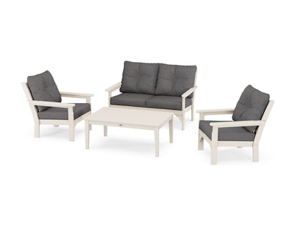 POLYWOOD Vineyard 4-Piece Deep Seating Set with Two Chairs and Loveseat in Sand / Ash Charcoal