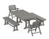 POLYWOOD Nautical Folding Lowback Chair 5-Piece Farmhouse Dining Set with Trestle Legs - 37" x 72" Table in Slate Grey