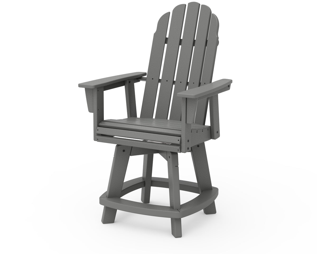 POLYWOOD Vineyard Curveback Adirondack Swivel Counter Chair in Slate Grey