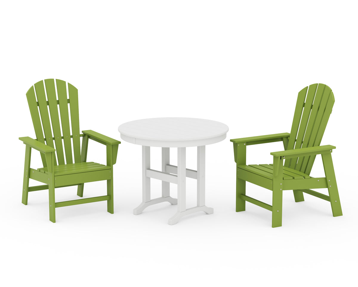 POLYWOOD South Beach 3-Piece Round Farmhouse Dining Set in Lime / White