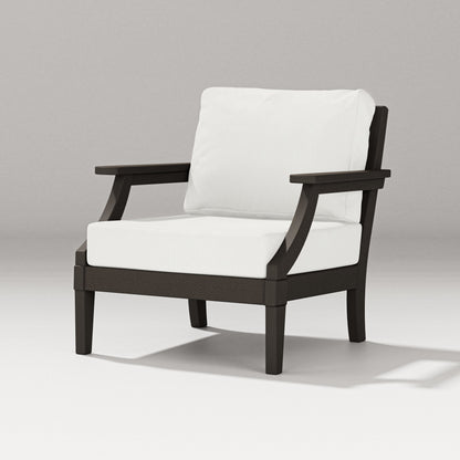 POLYWOOD Estate Lounge Chair in Vintage Coffee / Natural Linen