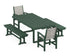POLYWOOD Coastal 5-Piece Dining Set with Trestle Legs with EDGE 40" x 78" Dining Table in Green / Birch