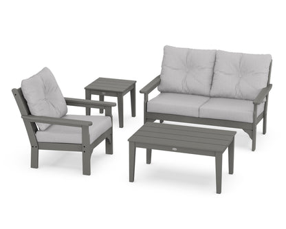 POLYWOOD Vineyard 4-Piece Deep Seating Set with 36" Coffee Table in Slate Grey / Granite