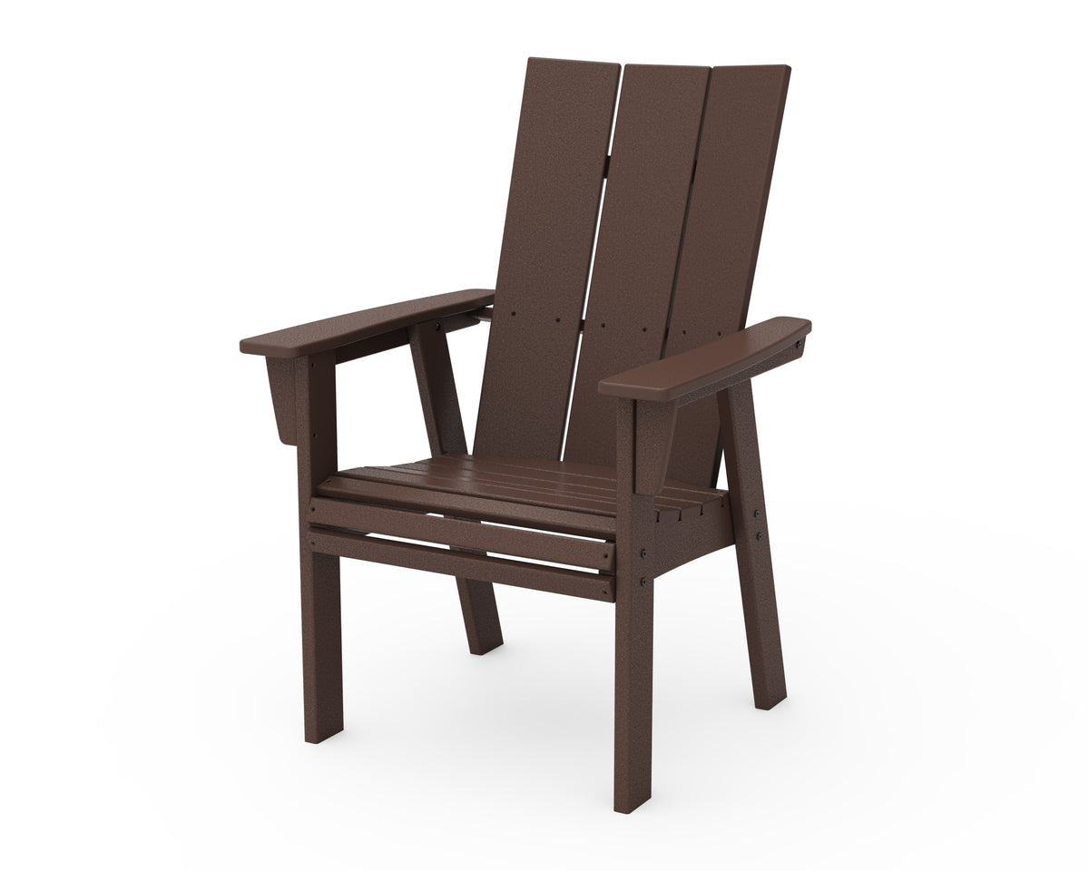 POLYWOOD Modern Curveback Adirondack Dining Chair in Mahogany
