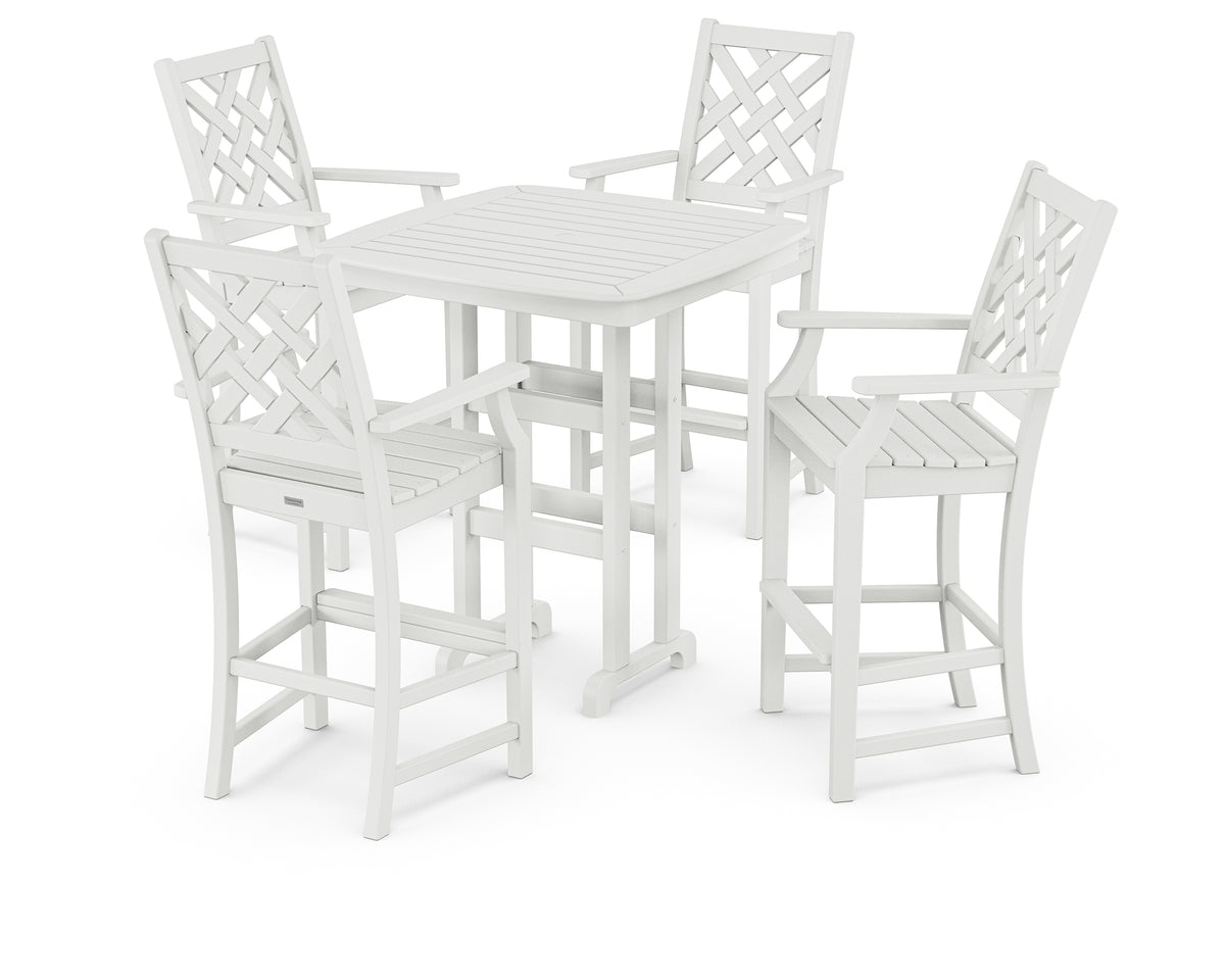POLYWOOD Country Living Wovendale 5-Piece Bar Set in White