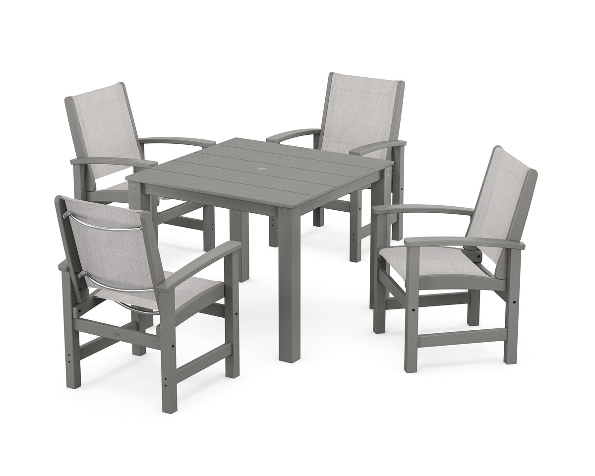 POLYWOOD Coastal 5-Piece Parsons Dining Set in Slate Grey / Black