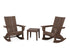 POLYWOOD Modern Curveback 3-Piece Adirondack Rocking Chair Set in Mahogany