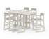 POLYWOOD EDGE Sling Arm Chair 7-Piece Farmhouse Bar Set in Sand / Birch