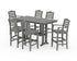 POLYWOOD Savannah 7-Piece Farmhouse Bar Set with Trestle Legs in Slate Grey