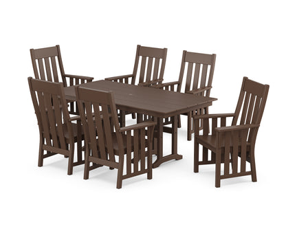 POLYWOOD Acadia Arm Chair 7-Piece Farmhouse Dining Set in Mahogany