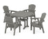 POLYWOOD Seashell 5-Piece Dining Set with Trestle Legs - 37" Table in Slate Grey