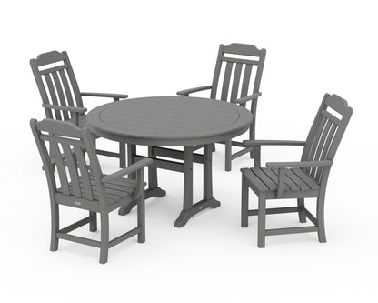 POLYWOOD Cottage 5-Piece Round Dining Set with Trestle Legs in Slate Grey
