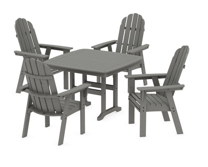 POLYWOOD Vineyard Curveback Adirondack 5-Piece Dining Set - 44" Table in Slate Grey