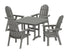 POLYWOOD Vineyard Curveback Adirondack 5-Piece Dining Set - 44" Table in Slate Grey