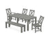 POLYWOOD Braxton 6-Piece Parsons Dining Set with Bench with Braxton Dining Side Chair in Slate Grey