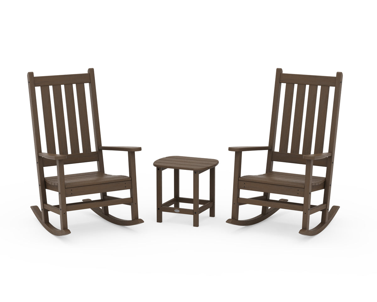 POLYWOOD Vineyard 3-Piece Rocking Chair Set with South Beach 18" Side Table in Kona