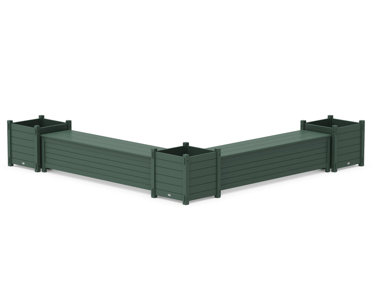 POLYWOOD 72" Nautical L-Shaped Planter Storage Bench Corner Set - Large in Green