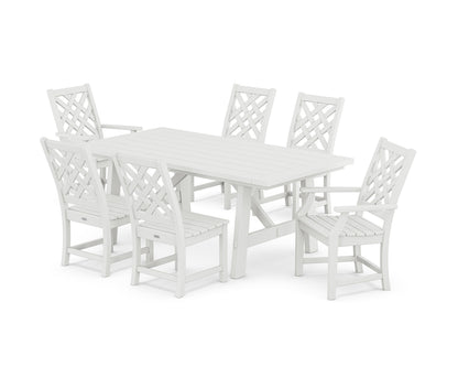 POLYWOOD Wovendale 7-Piece Rustic Farmhouse Dining Set in White