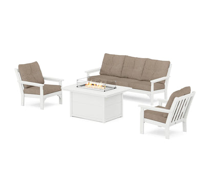 POLYWOOD Vineyard Deep Seating Fire Pit Table Set