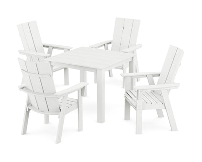 POLYWOOD Modern Curveback Adirondack 5-Piece Parsons Dining Set in White