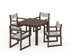 POLYWOOD EDGE Sling Arm Chair 5-Piece Parsons Dining Set in Mahogany / Birch