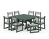 POLYWOOD EDGE Sling Side Chair 9-Piece Farmhouse Trestle Dining Set in Green / Birch