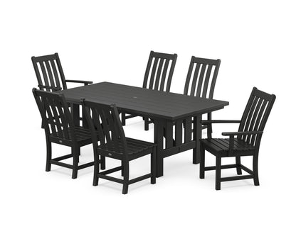 POLYWOOD Vineyard 7-Piece Dining Set with Mission Table in Black