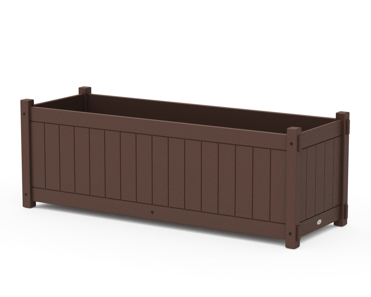 POLYWOOD Vineyard Large Rectangle Triple Planter Box in Mahogany