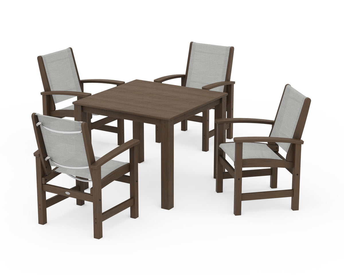 POLYWOOD Coastal 5-Piece Parsons Dining Set in Kona / Metallic