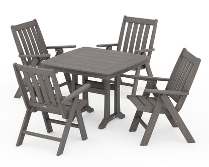 POLYWOOD Vineyard Folding 5-Piece Dining Set with Trestle Legs in Driftwood
