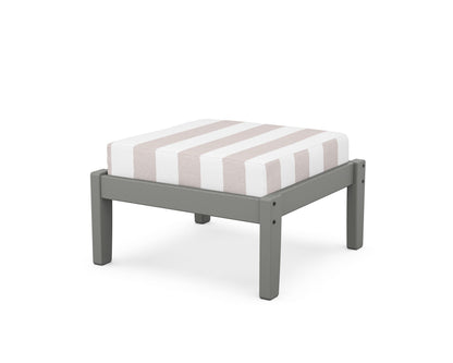 POLYWOOD Deep Seating Ottoman in Slate Grey / Cabana Stripe Dune Burlap