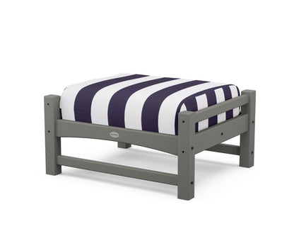 POLYWOOD Club Ottoman in Slate Grey / Cabana Stripe Navy